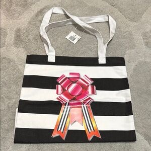 Sephora Black and White Tote with Bold Stripes